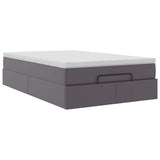 Struttura Letto Pouf con Materasso Grigio 120x190 cm Similpelle