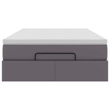Struttura Letto Pouf con Materasso Grigio 120x190 cm Similpelle