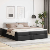 Struttura Letto Pouf con Materasso Nero 160x200 cm Similpelle
