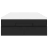 Struttura Letto Pouf con Materasso Nero 160x200 cm Similpelle