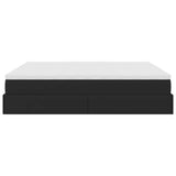Struttura Letto Pouf con Materasso Nero 160x200 cm Similpelle