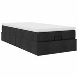Struttura Letto Pouf con Materasso Nero 80x200 cm in Tessuto