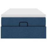 Struttura Letto Pouf con Materasso Blu 80x200 cm in Tessuto
