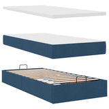 Struttura Letto Pouf con Materasso Blu 80x200 cm in Tessuto
