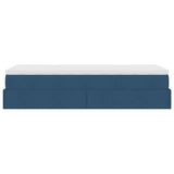 Struttura Letto Pouf con Materasso Blu 80x200 cm in Tessuto