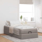 Struttura Letto Pouf con Materasso Tortora 90x200 cm in Tessuto