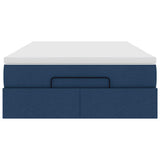 Struttura Letto Pouf con Materasso Blu 120x200 cm in Tessuto