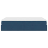 Struttura Letto Pouf con Materasso Blu 120x200 cm in Tessuto