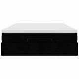 Struttura Letto Pouf con Materasso Nero 140x190 cm in Tessuto