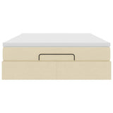 Struttura Letto Pouf con Materasso Crema 140x190 cm in Tessuto