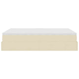 Struttura Letto Pouf con Materasso Crema 140x190 cm in Tessuto