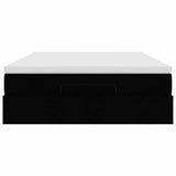 Struttura Letto Pouf con Materasso Nero 140x200 cm in Tessuto