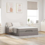 Struttura Letto Pouf con Materasso Tortora 140x200cm in Tessuto