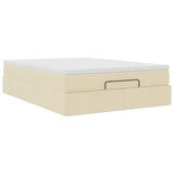 Struttura Letto Pouf con Materasso Crema 140x200 cm in Tessuto