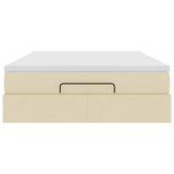 Struttura Letto Pouf con Materasso Crema 140x200 cm in Tessuto