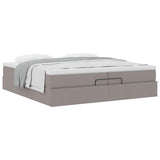 Struttura Letto Pouf con Materassi Tortora 200x200 cm Tessuto
