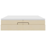 Struttura Letto Pouf con Materassi Crema 200x200 cm in Tessuto