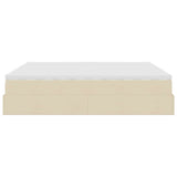 Struttura Letto Pouf con Materassi Crema 200x200 cm in Tessuto