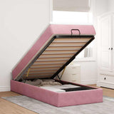 Struttura Letto Pouf con Materasso Rosa 80x200 cm Velluto