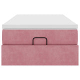 Struttura Letto Pouf con Materasso Rosa 90x190 cm in Velluto