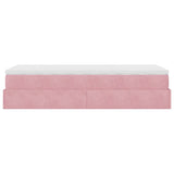 Struttura Letto Pouf con Materasso Rosa 90x190 cm in Velluto