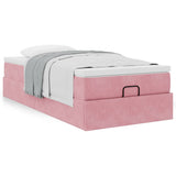 Struttura Letto Pouf con Materasso Rosa 100x200 cm Velluto