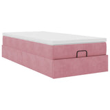 Struttura Letto Pouf con Materasso Rosa 100x200 cm Velluto