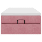 Struttura Letto Pouf con Materasso Rosa 100x200 cm Velluto