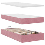 Struttura Letto Pouf con Materasso Rosa 100x200 cm Velluto