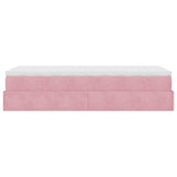 Struttura Letto Pouf con Materasso Rosa 100x200 cm Velluto
