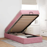 Struttura Letto Pouf con Materasso Rosa 100x200 cm Velluto