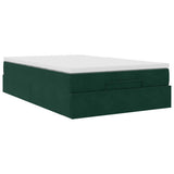 Pouf Letto con Materasso Verde Scuro 120x190 cm Velluto