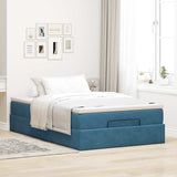Pouf Letto con Materasso Blu Scuro 120x190 cm Velluto
