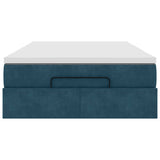Pouf Letto con Materasso Blu Scuro 120x190 cm Velluto