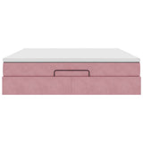 Struttura Letto Pouf con Materasso Rosa 180x200 cm in Velluto