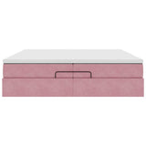 Struttura Letto Pouf con Materassi Rosa 200x200 cm Velluto