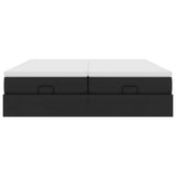 Struttura Letto Pouf con Materassi Nero 160x200 cm Similpelle