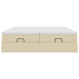 Struttura Letto Pouf con Materassi Crema 160x200 cm in Tessuto