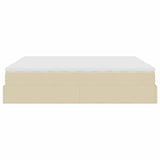 Struttura Letto Pouf con Materassi Crema 160x200 cm in Tessuto