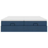 Struttura Letto Pouf con Materassi Blu 160x200 cm in Tessuto