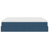 Struttura Letto Pouf con Materassi Blu 160x200 cm in Tessuto