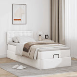 Letto Pouf con Materasso Bianco 90x190 cm Similpelle