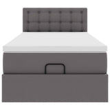 Letto Pouf con Materasso Grigio 90x190 cm Similpelle