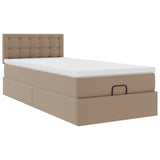 Letto Pouf con Materasso Cappucino 90x190 cm Similpelle