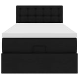 Letto Pouf con Materasso Nero 90x200 cm Similpelle