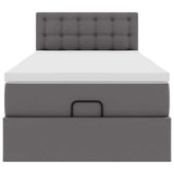 Letto Pouf con Materasso Grigio 100x200 cm Similpelle