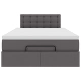 Struttura Letto Pouf con Materasso Grigio 120x190 cm Similpelle