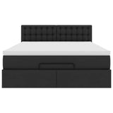 Struttura Letto Pouf con Materasso Nero 140x190 cm Similpelle