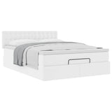 Struttura Letto Pouf con Materasso Bianco 140x190 cm Similpelle