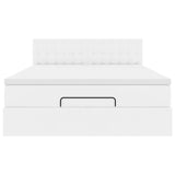 Struttura Letto Pouf con Materasso Bianco 140x190 cm Similpelle